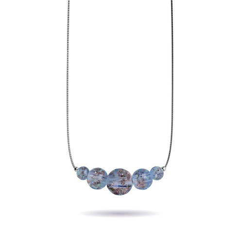 Indigo | Argent sterling .925 | Collier fermoir infini en verre luciole